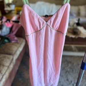 NWT***Pink Dress with Green Straps